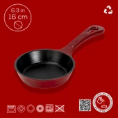 Lava Döküm Yuvarlak Kızartma Tavası Yekpare Saplı. Çap(Ø)16cm.-Bordo - 4