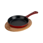 Lava Döküm Yuvarlak Kızartma Tavası Yekpare Saplı Kayın Servis Ahşabı. Çap(Ø)16cm. thumbnail 2