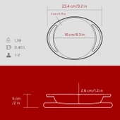 Lava Döküm Yuvarlak Sahan Döküm Demir Yekpare Çift Kulplu Kayın Servis Ahşabı Çap(Ø)16cm.-Bordo thumbnail 5