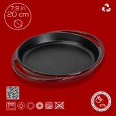 Lava Döküm Yuvarlak Sahan Döküm Demir Yekpare Çift Kulplu Çap(Ø)20cm.-Bordo thumbnail 4