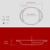 Lava Döküm Yuvarlak Sahan Döküm Demir Yekpare Çift Kulplu Çap(Ø)16cm.-Bordo thumbnail 5