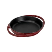 Lava Döküm Yuvarlak Sahan Döküm Demir Yekpare Çift Kulplu Çap(Ø)16cm.-Bordo thumbnail 2