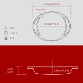 Lava Döküm Yuvarlak Sahan Döküm Demir Yekpare Çift Kulplu Çap(Ø)20cm.-Bordo thumbnail 5