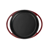 Lava Döküm Yuvarlak Sahan Döküm Demir Yekpare Çift Kulplu Çap(Ø)20cm.-Bordo thumbnail 3