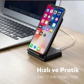 WOYAX by DEJİ WY-02 15W iPhone ve Android Uyumlu Hızlı Wireless Kablosuz Şarj Standı Siyah - 3