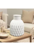 DEKOPOR Minimalist Dalga Desenli Seramik Mini Vazo | Modern Dekor Parçası - 1