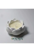 DEKOPOR Dekorea Home Lotus Taş Tozu Mumluk – El Yapımı Aromaterapi Mum - 5