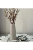 DEKOPOR Modern Seramik Dekoratif Vazo | Çizgili Minimal Tasarım - 3