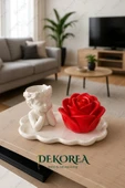 DEKOPOR “RoseCherub” Dekoratif Melek & Gül Serisi – Şık Sunum Tepsisi ile Sofistike Dokunuş - 1