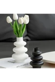 DEKOPOR Modern & Minimal 2'li Seramik Vazo Seti | Beyaz - 6
