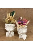 DEKOPOR DreamSoul Serisi Dekoratif Kız Figürlü Saksı – Kurutulmuş Çiçekli El Yapımı Biblo - 4