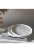 DEKOPOR Modern Minimal Yuvarlak Sunum Tepsisi - 25 cm | Mat Beyaz - 3