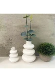 DEKOPOR Modern & Minimal 2'li Seramik Vazo Seti | Beyaz - 5