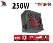 PowerBoost BST-ATX250R 250w, PPFC 12cm Kırmızı Fanlı ATX PSU (Retail Box) - 1