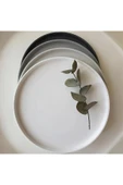 DEKOPOR Modern Minimal Yuvarlak Sunum Tepsisi - 25 cm | Mat Beyaz - 1