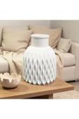 DEKOPOR Minimalist Dalga Desenli Seramik Mini Vazo | Modern Dekor Parçası - 2