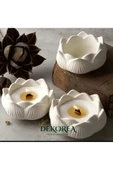 DEKOPOR Dekorea Home Lotus Taş Tozu Mumluk – El Yapımı Aromaterapi Mum - 2
