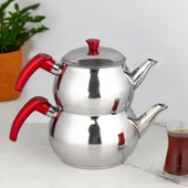 Yonca Oscar Küre Aile Boy Çelik Çaydanlık Kırmızı thumbnail 1