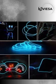 Araç Içi Torpido Ledi Şerit Led Ip Led Neon Buz Mavi (Ice Blue) 2 Metre - 3