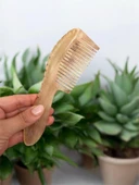 Kemik Tarak %100 El Yapımı Doğal Kemik İşlemeli Tarak Sivas Boynuz Tarağı Saplı Kahverengi - 1