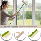 Cam Temizlik Kiti, Silikon Su Çekme Aparatı, Mikrofiber Bezli Başlık, Uzatma Sapı thumbnail 3