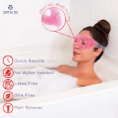 Pembe Jel Boncuklu Göz Maskesi, Soğuk & Sıcak Kullanım Rahatlatıcı Terapi Maskesi - 3