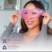 Pembe Jel Boncuklu Göz Maskesi, Soğuk & Sıcak Kullanım Rahatlatıcı Terapi Maskesi - 5