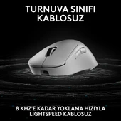 Logitech G Pro X Superlight 2 Dex Lightspeed Hero 2 32K Dpı Sensör Pc/mac için Kablosuz Oyun Mouse'u, Beyaz thumbnail 4