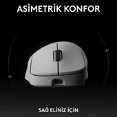 Logitech G Pro X Superlight 2 Dex Lightspeed Hero 2 32K Dpı Sensör Pc/mac için Kablosuz Oyun Mouse'u, Beyaz thumbnail 2