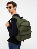 3 Gözlü Okul Sırt Çantası Laptop Bölmeli Sırt Çantası Haki 43 cm thumbnail 6