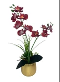 Yapay Çiçek Islak Orkide Gold Metal Saksıda Saksıda Orkide 50cm thumbnail 5