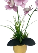 Yapay Çiçek Pudra Pembe Islak Orkide Gold Metal Saksıda Saksıda Orkide 50cm thumbnail 3