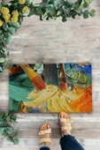 Valerine Life Renkli Yağlı Boya Tuvali Fırça Figürlü Welcome Hoş Geldiniz Kapı Önü Paspası 45x70cm thumbnail 1