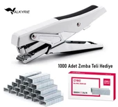 Valkyrie Profesyonel Metal Zımba Tabancası 60 Sayfa Kapasite 1000 Zımba Teli HEDİYE Ofis ve Ev Dayanıklı Beyaz thumbnail 1