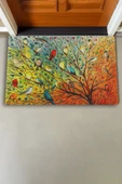 Valerine Life Renkli Kuşlar Hayat Ağacı Welcome Hoş Geldiniz Kapı Önü Paspası 45x70cm thumbnail 3