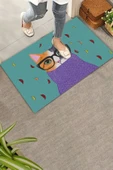 Valerine Life Aristokrat Kedi Yeşil Renkli Welcome Hoş Geldiniz Kapı Önü Paspası 45x70cm thumbnail 1