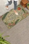 Valerine Life Çiçek Süslemeli Krem Merry Christmas Welcome Hoş Geldiniz Kapı Önü Paspası 45x70cm thumbnail 1