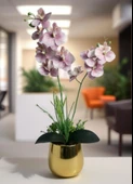 Yapay Çiçek Pudra Pembe Islak Orkide Gold Metal Saksıda Saksıda Orkide 50cm thumbnail 7