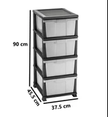 Omnipazar ELF-300 Düz Plastik Mutfak Komidin Sebzelik 4 Katlı Siyah - Gri - 2