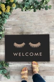 Valerine Life Gözler Üzerinde Buyur İçeri Siyah Kirpik Welcome Hoş Geldiniz Kapı Önü Paspası 45x70cm thumbnail 2