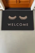 Valerine Life Gözler Üzerinde Buyur İçeri Siyah Kirpik Welcome Hoş Geldiniz Kapı Önü Paspası 45x70cm thumbnail 3