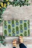 Valerine Life Dikenime Katlan Keyfine Bak Yeşil Kaktüs Welcome Hoş Geldiniz Kapı Önü Paspası 45x70cm thumbnail 2