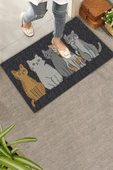Valerine Life Kedi Konseyi Pati Kardeşliği Siyah Renk Welcome Hoş Geldiniz Kapı Önü Paspası 45x70cm thumbnail 1