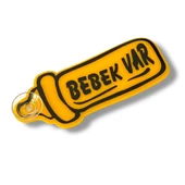 Bebek Var Yazılı Plaka Vantuzlu Pleksi Cam Süsü 13x5cm Sarı Siyah - 1