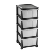 Omnipazar ELF-300 Düz Plastik Mutfak Komidin Sebzelik 4 Katlı Siyah - Gri - 1