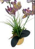 Yapay Çiçek Mor Islak Orkide Gold Metal Saksıda Saksıda Orkide 50cm thumbnail 3