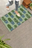 Valerine Life Dikenime Katlan Keyfine Bak Yeşil Kaktüs Welcome Hoş Geldiniz Kapı Önü Paspası 45x70cm thumbnail 1