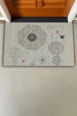 Valerine Life Dilek Otlu Papatya ve Kuşlar Krem Rengi Welcome Hoş Geldiniz Kapı Önü Paspası 45x70cm thumbnail 3
