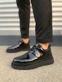 JY03 Luxor Bağcıklı Rugan Erkek Günlük Spor Klasik Ayakkabı RST - Siyah thumbnail 2