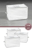 3’lü İpli Kazak Hurcu Set, Yatak Baza Kanepe Altı Kıyafet Çamaşır Eşarp Düzenleyici (30x20cm) 3 Adet - 1